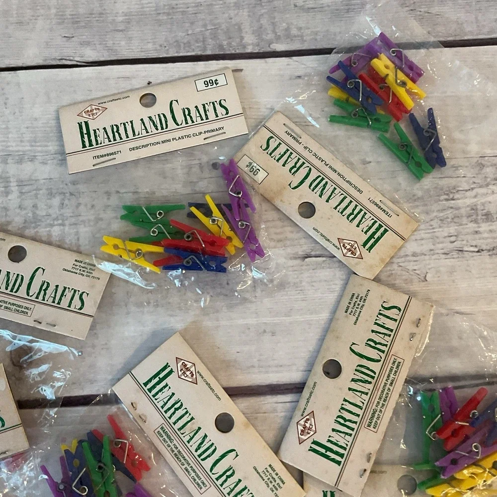 Heartland Crafts Mini Clothes Pins 80+ Packs 10 Ct Bright Primary Colors Plastic